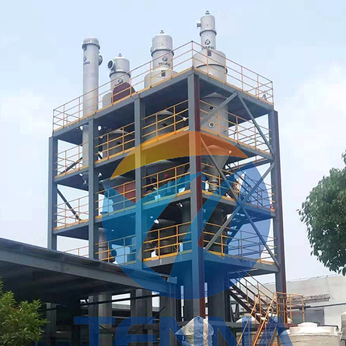 Three effect evaporation crystallization system for coating wastewater